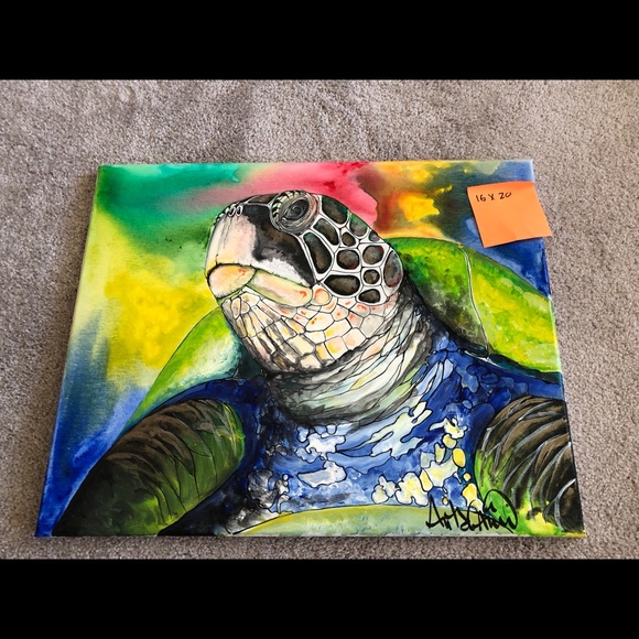 Sea Turtle Canvas Painting - Picture 1 of 1